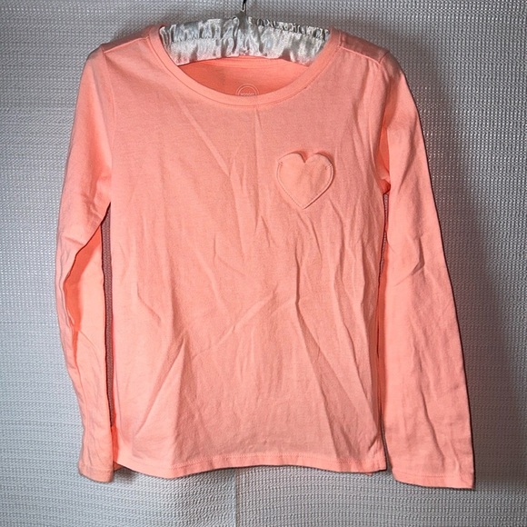 WONDER NATION Long Sleeve Heart Pocket T-Shirt Girls Small 6/6X - Picture 1 of 5